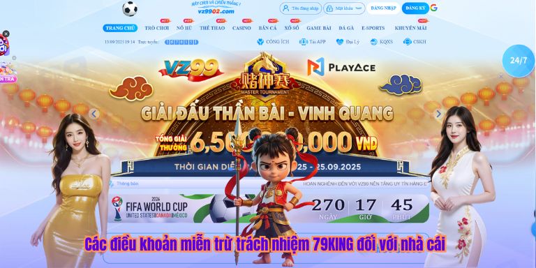 Các điều khoản miễn trừ trách nhiệm 79KING đối với nhà cái